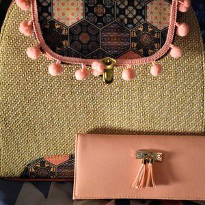 Pink Mosaic Backpack with Pink Wallet / Muchilla Rosa Mosaica